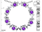 Star K™ Large MOM Circle Mother's Pendant Necklace with Round Simulated Amethyst