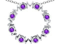 Star K™ Large MOM Circle Mother's Pendant Necklace with Round Simulated Amethyst