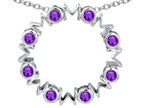 Star K™ Large MOM Circle Mother's Pendant Necklace with Round Simulated Amethyst