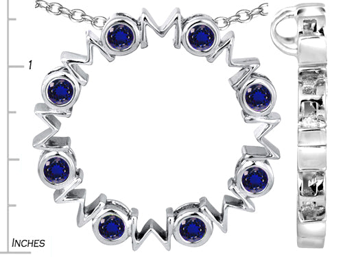 Star K™ Large MOM Circle Mother's Pendant Necklace with Round Created Sapphire