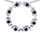 Star K™ Large MOM Circle Mother's Pendant Necklace with Round Created Sapphire