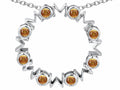 Star K™ Large MOM Circle Mother's Pendant Necklace with Round Simulated Imperial Yellow Topaz