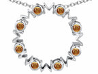 Star K™ Large MOM Circle Mother's Pendant Necklace with Round Simulated Imperial Yellow Topaz