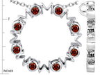 Star K™ Large MOM Circle Mother's Pendant Necklace with Round Simulated Garnet