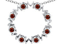 Star K™ Large MOM Circle Mother's Pendant Necklace with Round Simulated Garnet