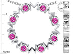 Star K™ Large MOM Circle Mother's Pendant Necklace with Round Created Pink Sapphire
