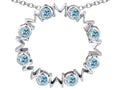 Star K™ Large MOM Circle Mother's pendant with Round Simulated Aquamarine