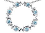 Star K™ Large MOM Circle Mother's pendant with Round Simulated Aquamarine