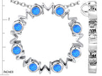 Star K™ Large MOM Circle Mother's Pendant Necklace with Round Blue Created Opal