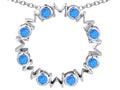 Star K™ Large MOM Circle Mother's Pendant Necklace with Round Blue Created Opal