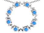Star K™ Large MOM Circle Mother's Pendant Necklace with Round Blue Created Opal