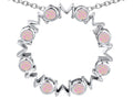 Star K™ Large MOM Circle Mother's Pendant Necklace with Round Pink Created Opal