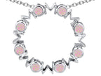 Star K™ Large MOM Circle Mother's Pendant Necklace with Round Pink Created Opal