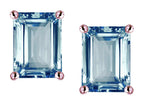 Star K™ Emerald Cut 8x6mm Simulated Aquamarine Earrings Studs
