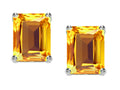 Tommaso Design™ 8x6mm Emerald Cut Genuine Citrine Earrings Studs