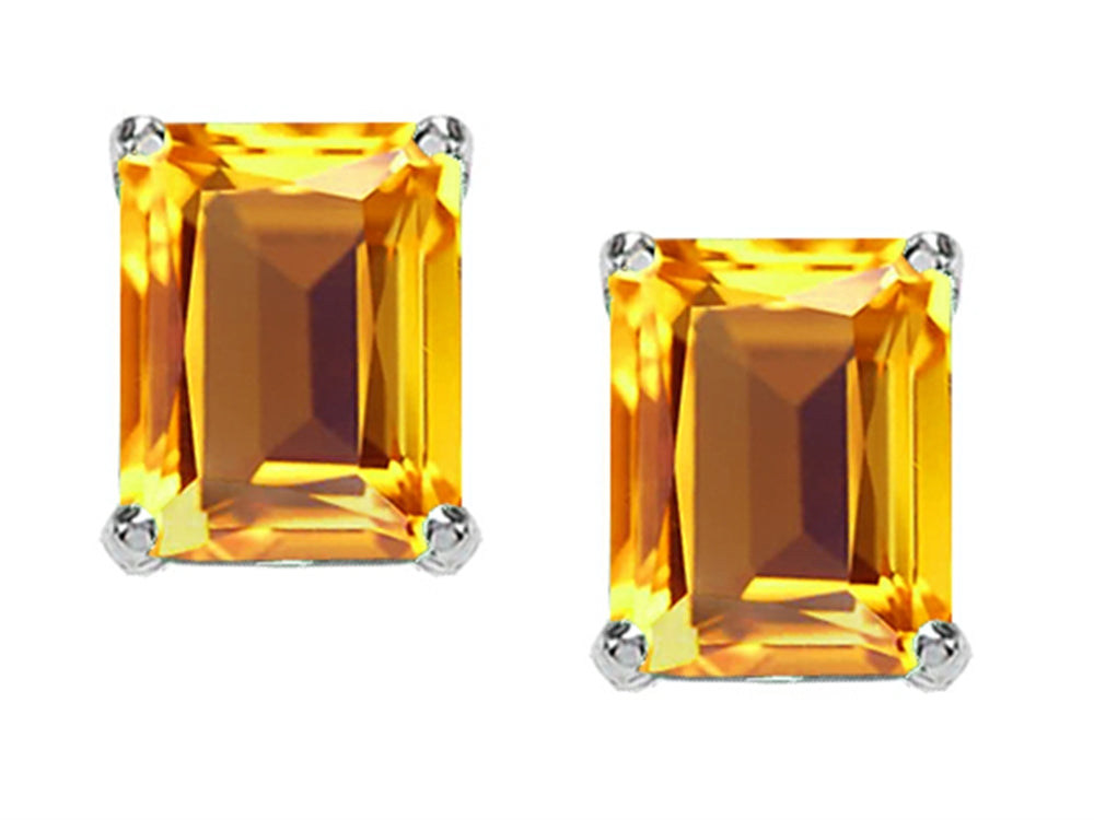 Tommaso Design™ 8x6mm Emerald Cut Genuine Citrine Earrings Studs