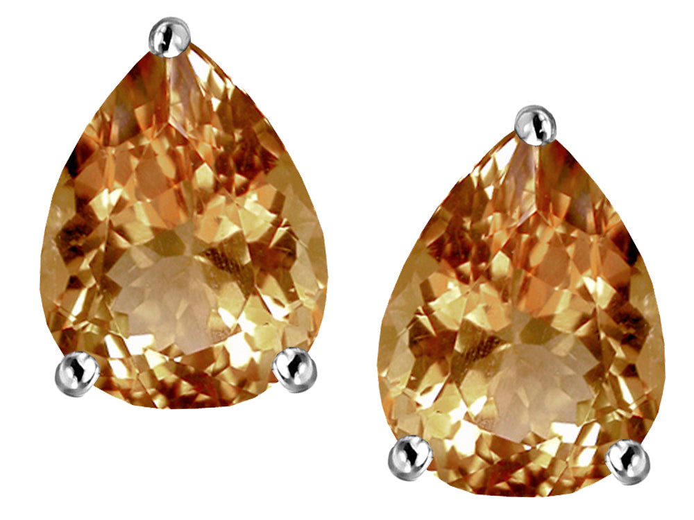 Star K™ Pear Shape 9x7mm Simulated Imperial Yellow Topaz Earrings Studs