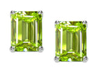 Tommaso Design™ 8x6mm Emerald Cut Genuine Peridot Earrings Studs