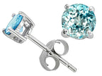Tommaso Design™ Round 7mm Simulated Aquamarine Earrings Studs