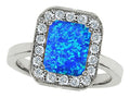 Star K 10x8mm Emerald Cut Simulated Blue Opal Ring