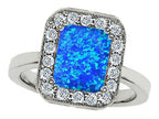 Star K 10x8mm Emerald Cut Simulated Blue Opal Ring