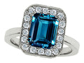 Star K 10x8mm Emerald Cut Simulated Blue Topaz Ring
