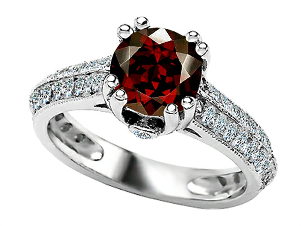 Star K Round Simulated Garnet Ring
