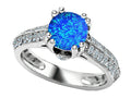 Star K Round Simulated Blue Opal Ring
