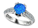 Star K Round Simulated Blue Opal Ring