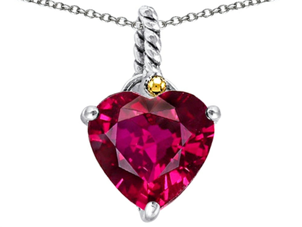 Star K™ Rope Heart Pendant Necklace with 10mm Heart Shape Created Ruby