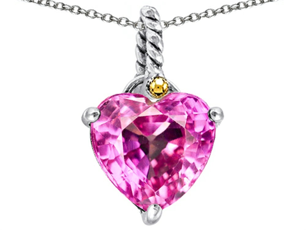 Star K™ Rope Heart Pendant Necklace with 10mm Heart Shape Created Pink Sapphire