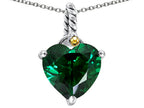 Star K™ Rope Heart Pendant Necklace with 10mm Heart Shape Simulated Emerald