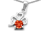 Celtic Love by Kelly™ Round Simulated Orange Mexican Fire Opal Lucky Clover Pendant Necklace