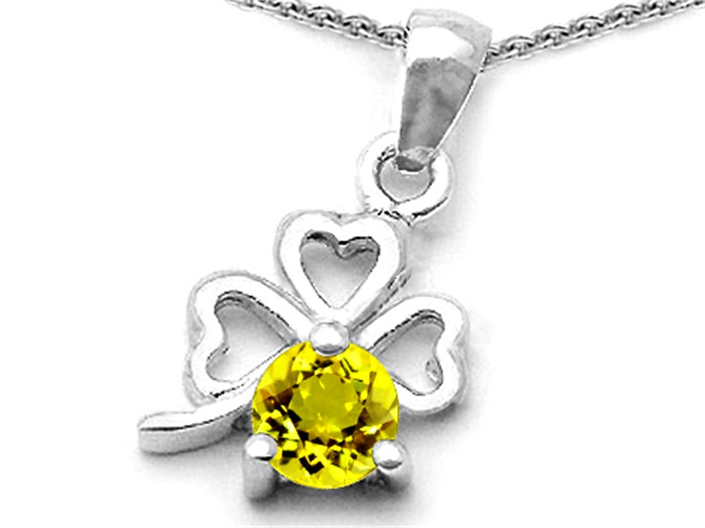 Celtic Love by Kelly™ Round Simulated Yellow Sapphire Lucky Clover Pendant Necklace