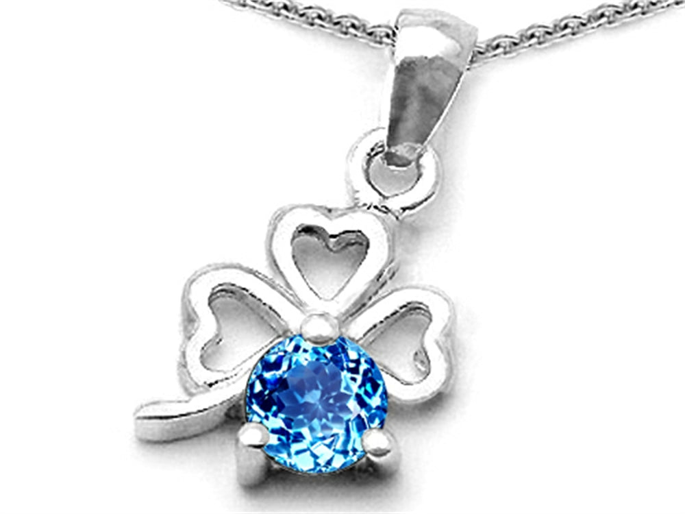 Celtic Love by Kelly™ Round Simulated Blue Topaz Lucky Clover Pendant Necklace