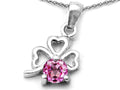 Celtic Love by Kelly™ Round Created Pink Sapphire Lucky Clover Pendant Necklace
