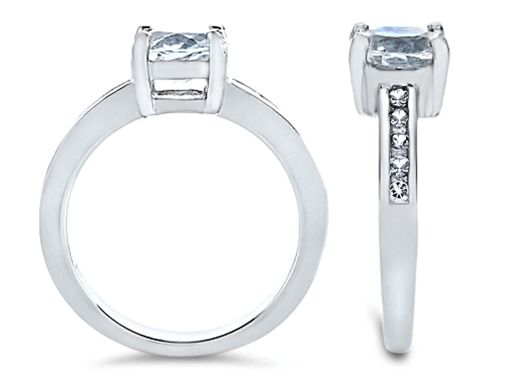 Star K Round 7mm Simulated Peridot and Cubic Zirconia Ring