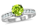 Star K Round 7mm Simulated Peridot and Cubic Zirconia Ring