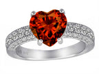 Star K 8mm Heart Shape Simulated Garnet Ring
