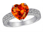 Star K 8mm Heart Shape Simulated Orange Mexican Fire Opal Ring