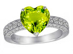 Star K 8mm Heart Shape Simulated Peridot and Cubic Zirconia Ring
