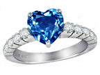 Star K 8mm Heart Shape Simulated Blue Topaz Ring