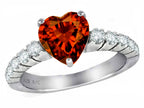 Star K 8mm Heart Shape Simulated Garnet Ring