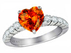 Star K 8mm Heart Shape Simulated Orange Mexican Fire Opal Ring