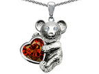 Star K™ Love Bear Hugging Birth Month of January 8mm Heart Shape Simulated Garnet Pendant Necklace