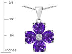 Star K™ 6mm Heart Shape Simulated Amethyst Lucky Clover Pendant Necklace