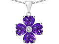 Star K™ 6mm Heart Shape Simulated Amethyst Lucky Clover Pendant Necklace