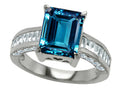 Star K 10x8mm Emerald Cut Simulated Blue Topaz Ring