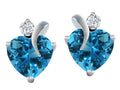 Star K™ 8mm Heart Shape Simulated Blue Topaz Heart Earrings