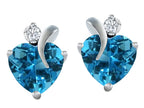 Star K™ 8mm Heart Shape Simulated Blue Topaz Heart Earrings